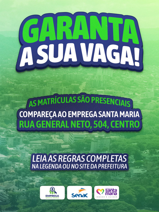 Local das matrículas presenciais dos cursos do Emprega SM